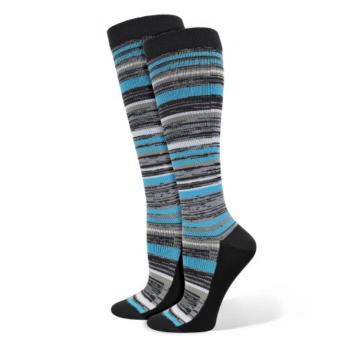Marled Blue Fashion Compression Sock