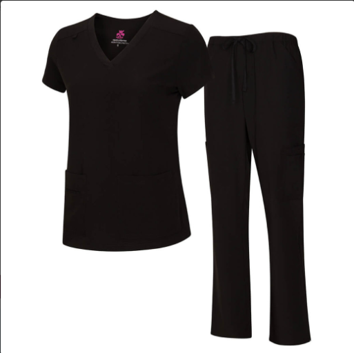 Women's Cool Stretch V-Neck Cargo Scrub Top and Pant Set