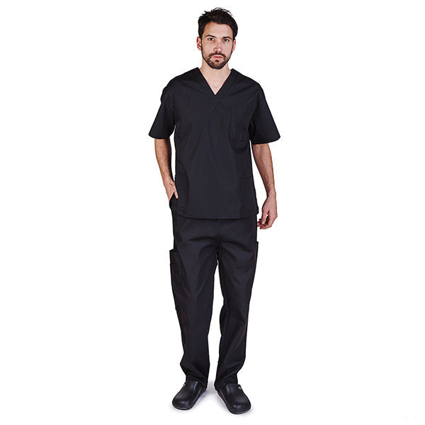 Unisex Cargo Solid V-Neck Scrub Set