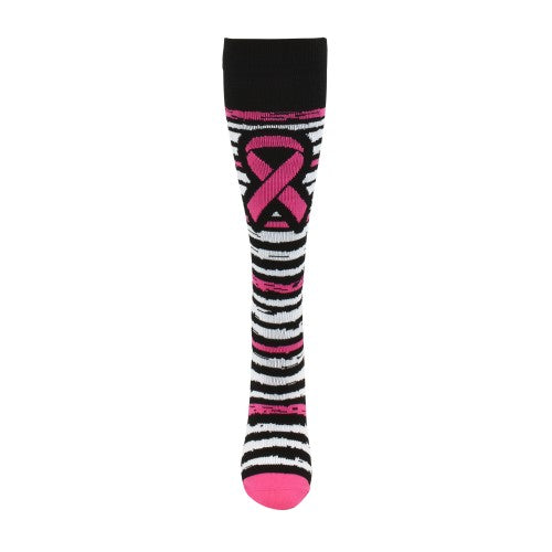 Pro Cure™Pink Ribbon Stripe Fashion Compression Sock - XL